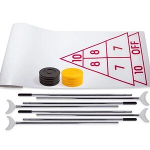 Champion Sports Economy Shuffleboard Set: Indoor Outdoor Game - 8 Pucks 4 Cue
